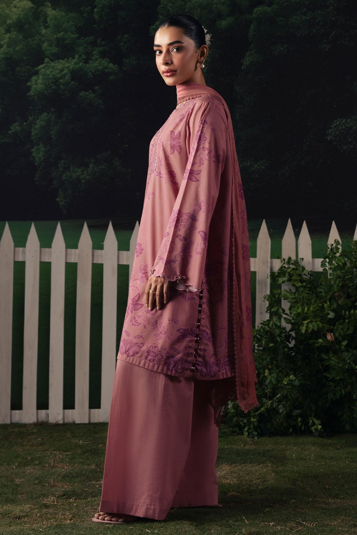 Cross Stitch | The Moonsoon Edit 26 | BLUSH ESSENCE-3PC PRINTED SUIT - Luxury Dress - available at Maria Faisal in UK and USA.