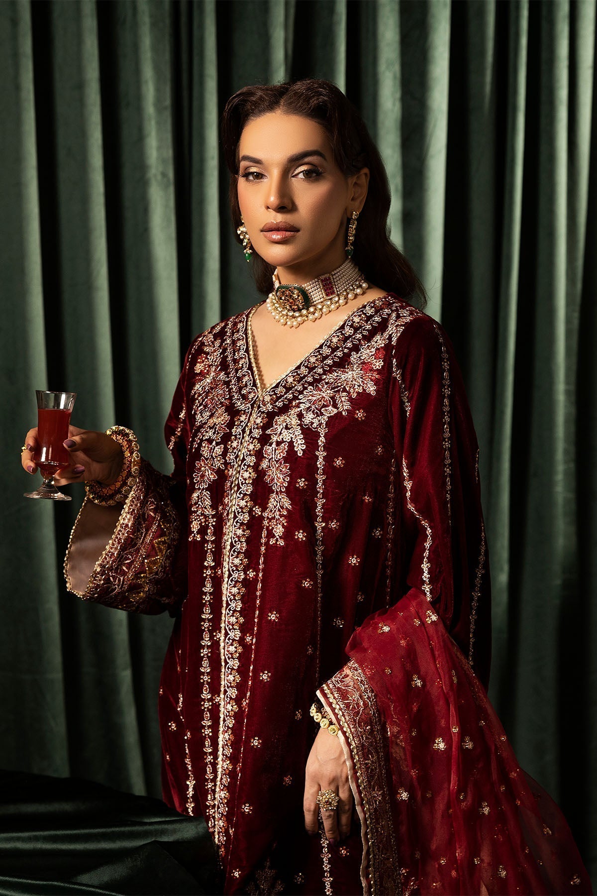 Motifz | Velvet Formals | 5099-SANDAL - Ladies Clothes - Maria Faisal