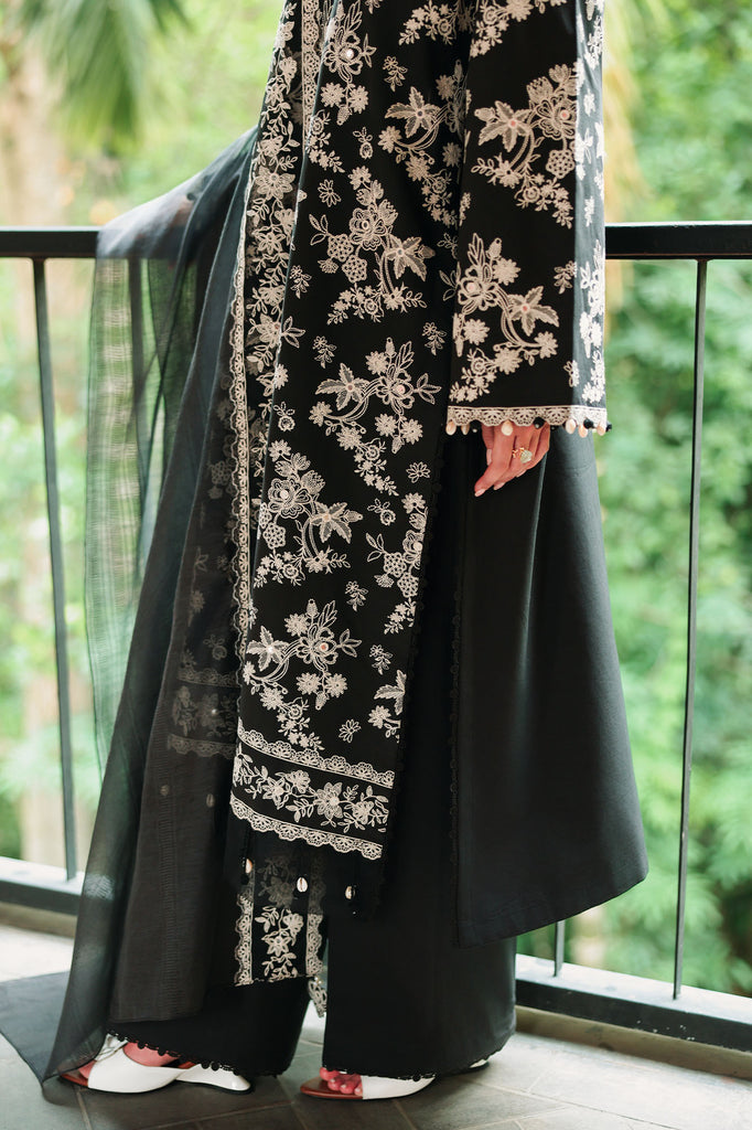 Cross Stitch | Eid Lawn Edit 26 |  OBSIDIAN BLOOM - Luxury Dress - available at Maria Faisal in UK and USA.