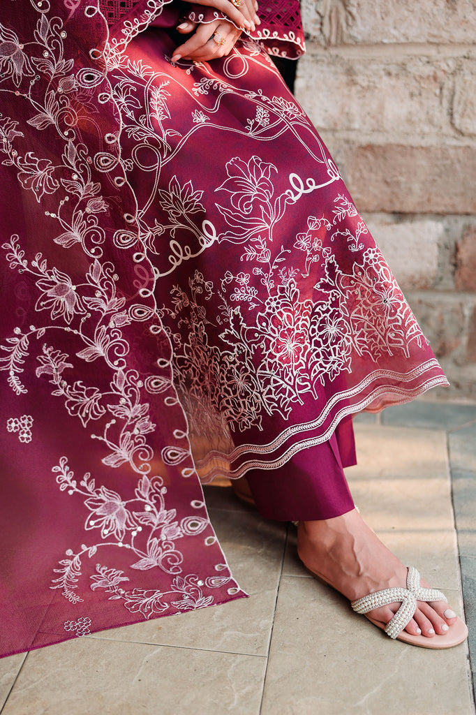 Cross Stitch | Eid Lawn Edit 26 | PLUM ESSENCE - Luxury Dress - available at Maria Faisal in UK and USA.