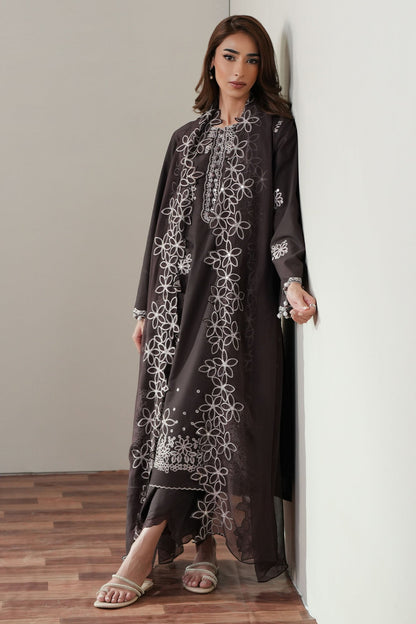 Cross Stitch | Mahiri Embroidered Collection 26 | SEAL BROWN - Luxury Dress - available at Maria Faisal in UK and USA.