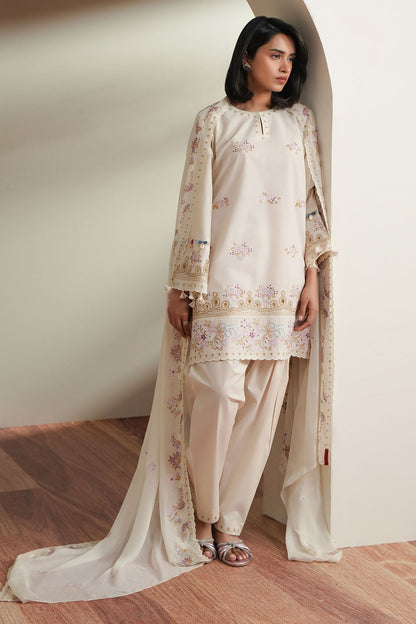 Cross Stitch | Mahiri Embroidered Collection 26 | VORY MOSIAC - Luxury Dress - available at Maria Faisal in UK and USA.