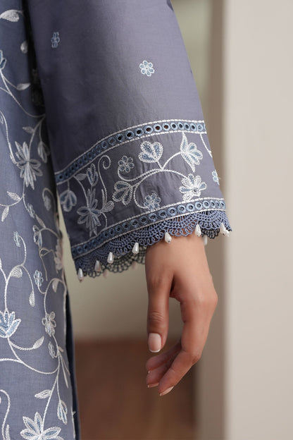 Cross Stitch | Mahiri Embroidered Collection 26 | SLATE PETALS - Luxury Dress - available at Maria Faisal in UK and USA.