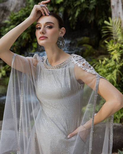 Ain | Cascade Party Wears | AN-103 by Maria Faisal - Registered Vendor of : Ain - type : Ladies Clothes - 100% original wedding dresses