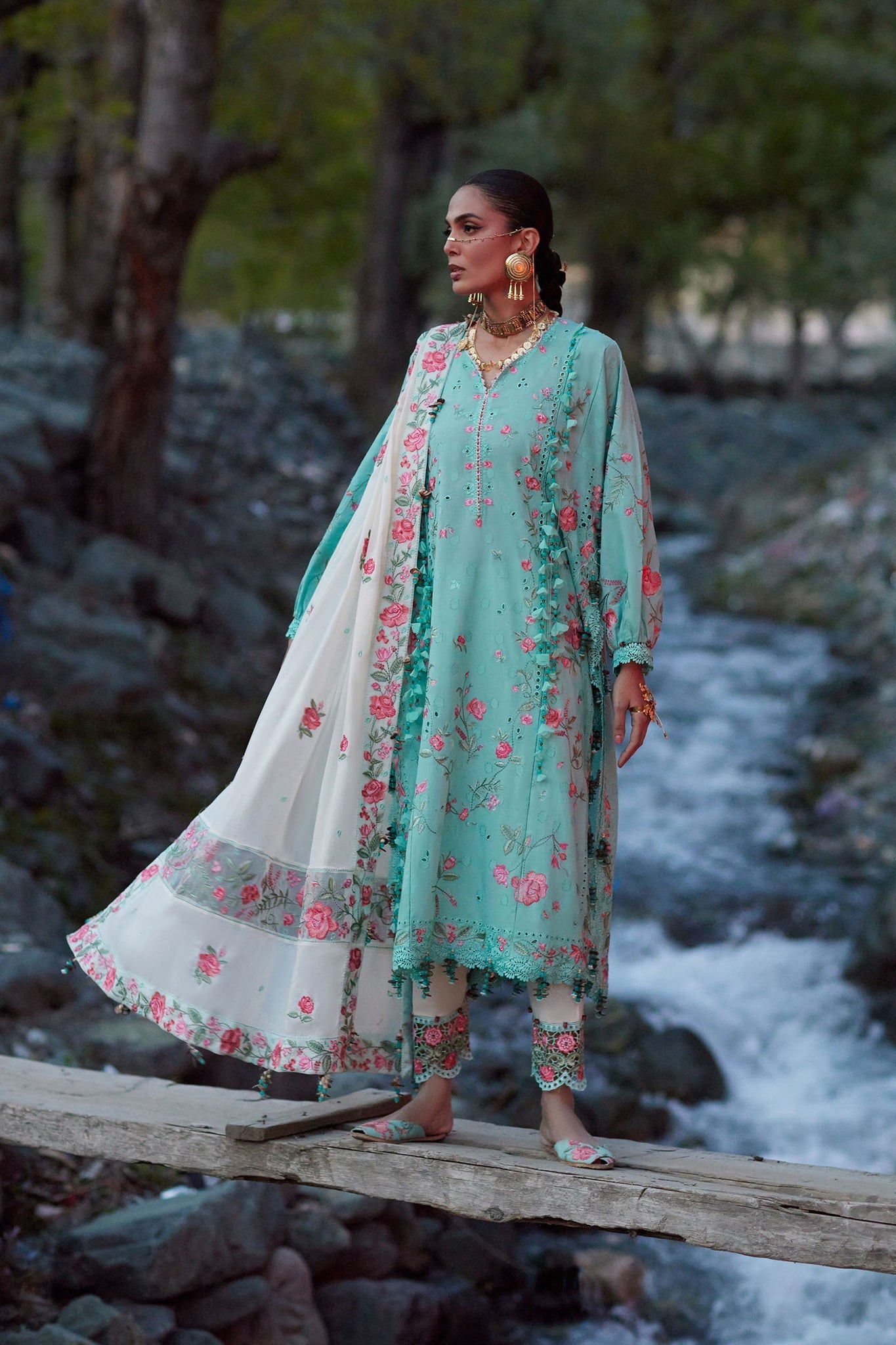 Elan | Kashmee Legacy Lawn 26 |GULRAAZ (EL26-08 B) - Luxury Dress - available at Maria Faisal in UK and USA.