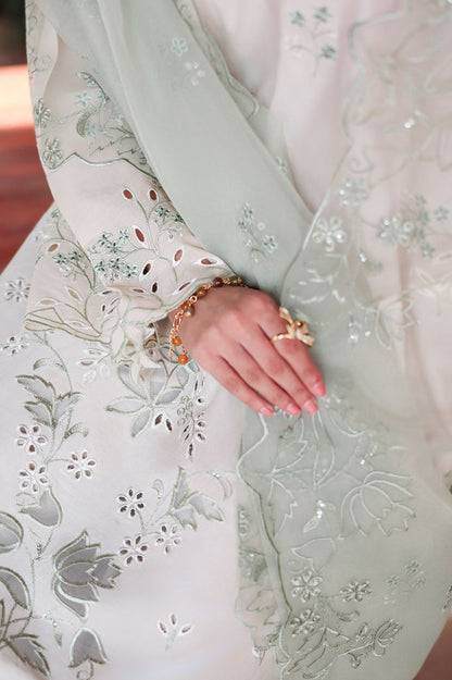 Cross Stitch | Eid Lawn Edit 26 |PEARL SAGE - Luxury Dress - available at Maria Faisal in UK and USA.