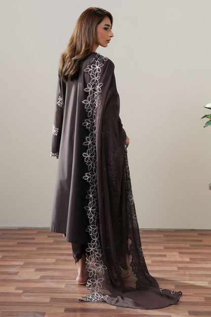 Cross Stitch | Mahiri Embroidered Collection 26 | SEAL BROWN - Luxury Dress - available at Maria Faisal in UK and USA.