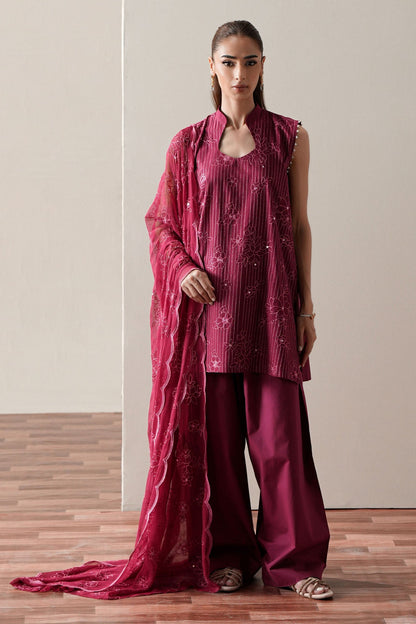 Cross Stitch | Mahiri Embroidered Collection 26 |RUBY GLOW - Luxury Dress - available at Maria Faisal in UK and USA.