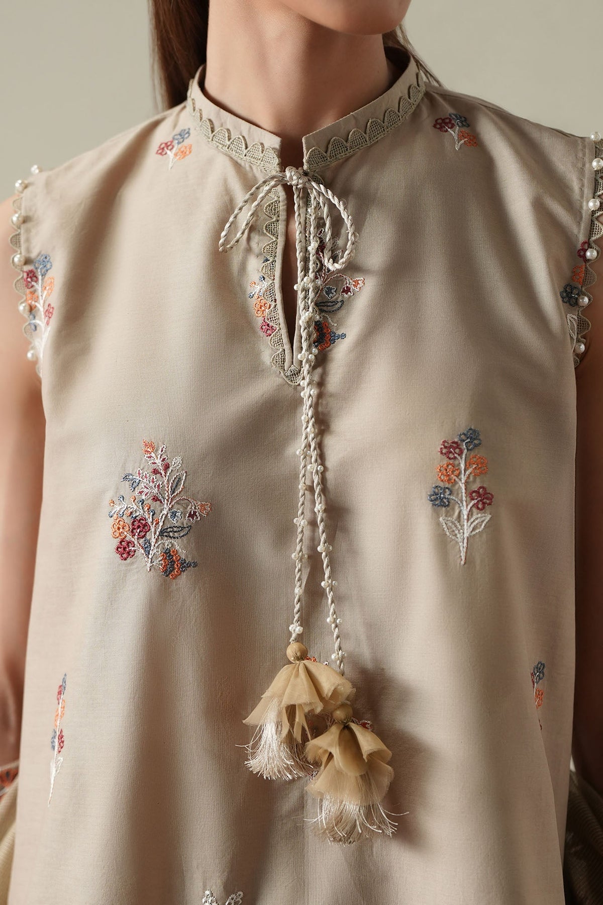 Cross Stitch | Mahiri Embroidered Collection 26 |DUSTY SAGE - Luxury Dress - available at Maria Faisal in UK and USA.