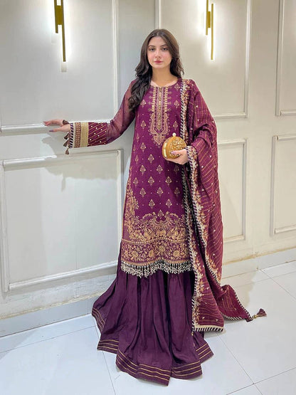 Salitex | Signature Festive Chiffon | JI040 by Maria Faisal - Registered Vendor of : Salitex - type : Ladies Clothes - 100% original wedding dresses