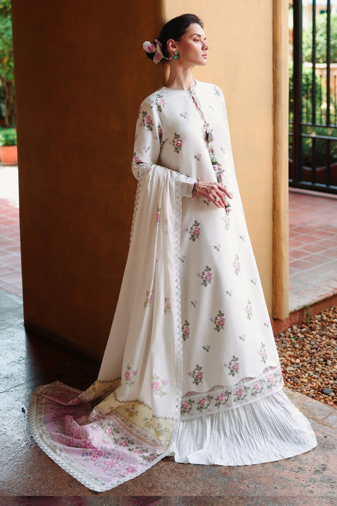 Cross Stitch | Eid Lawn Edit 26 | GARDEN IVORY - Luxury Dress - available at Maria Faisal in UK and USA.