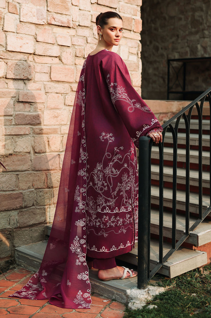 Cross Stitch | Eid Lawn Edit 26 | PLUM ESSENCE - Luxury Dress - available at Maria Faisal in UK and USA.