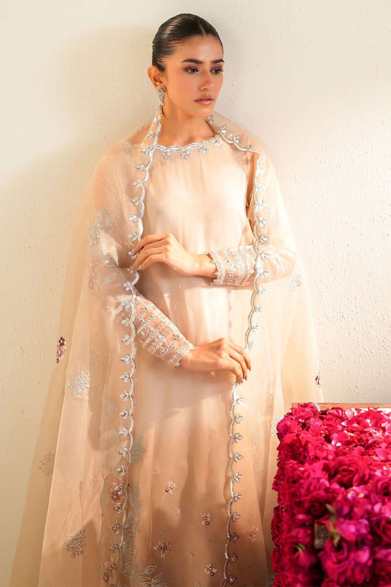 Cross Stitch | SS-26 RTW LUX PRET EDIT-2 | Moonlit Dune - Luxury Dress - available at Maria Faisal in UK and USA.