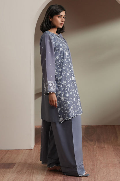 Cross Stitch | Mahiri Embroidered Collection 26 | SLATE PETALS - Luxury Dress - available at Maria Faisal in UK and USA.