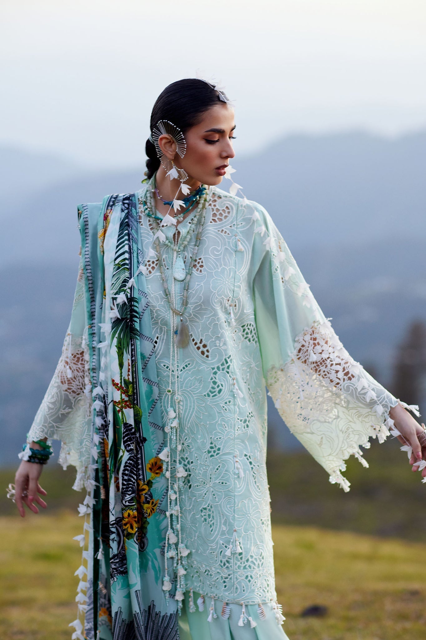 Elan | Kashmee Legacy Lawn 26 |ZEVARÉ (EL26-07 A) - Luxury Dress - available at Maria Faisal in UK and USA.
