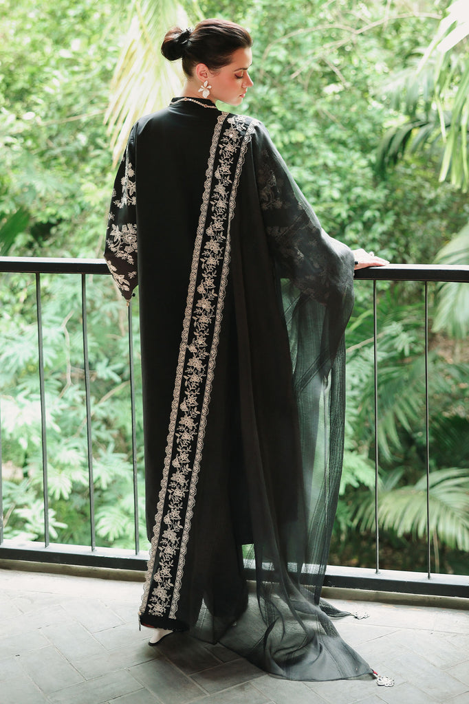 Cross Stitch | Eid Lawn Edit 26 |  OBSIDIAN BLOOM - Luxury Dress - available at Maria Faisal in UK and USA.