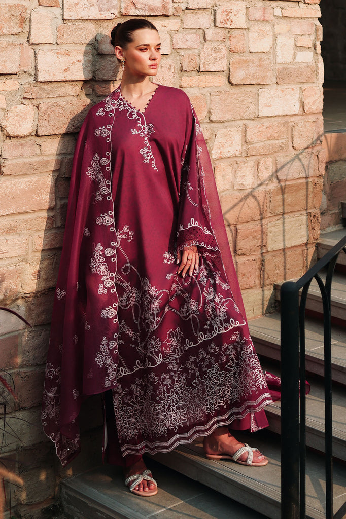 Cross Stitch | Eid Lawn Edit 26 | PLUM ESSENCE - Luxury Dress - available at Maria Faisal in UK and USA.