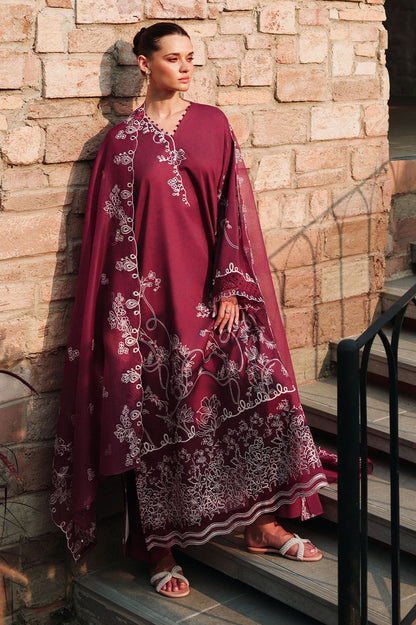 Cross Stitch | Eid Lawn Edit 26 | PLUM ESSENCE - Luxury Dress - available at Maria Faisal in UK and USA.