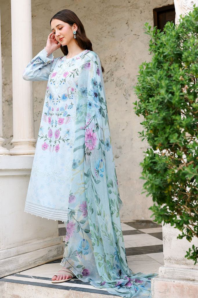 Cross Stitch | Eid Lawn Edit 26 | AQUA GLINT - Luxury Dress - available at Maria Faisal in UK and USA.