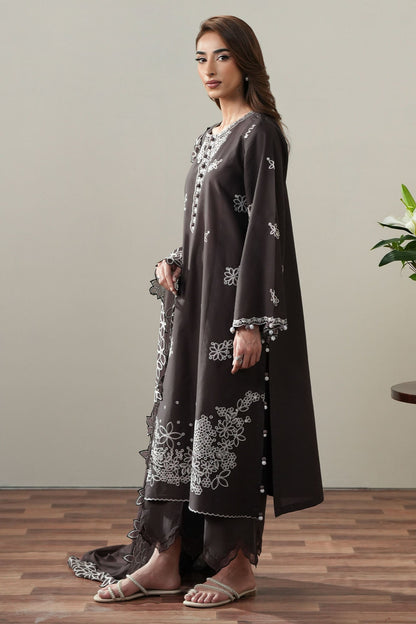 Cross Stitch | Mahiri Embroidered Collection 26 | SEAL BROWN - Luxury Dress - available at Maria Faisal in UK and USA.