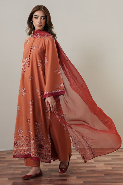 Cross Stitch | Mahiri Embroidered Collection 26 |SCARLET EMBER - Luxury Dress - available at Maria Faisal in UK and USA.