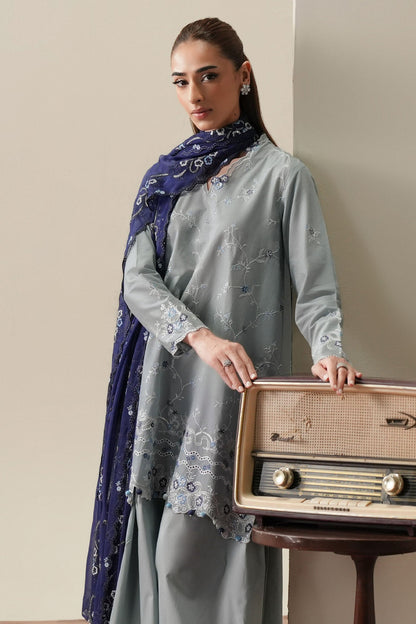 Cross Stitch | Mahiri Embroidered Collection 26 |AQUA SMOKE - Luxury Dress - available at Maria Faisal in UK and USA.