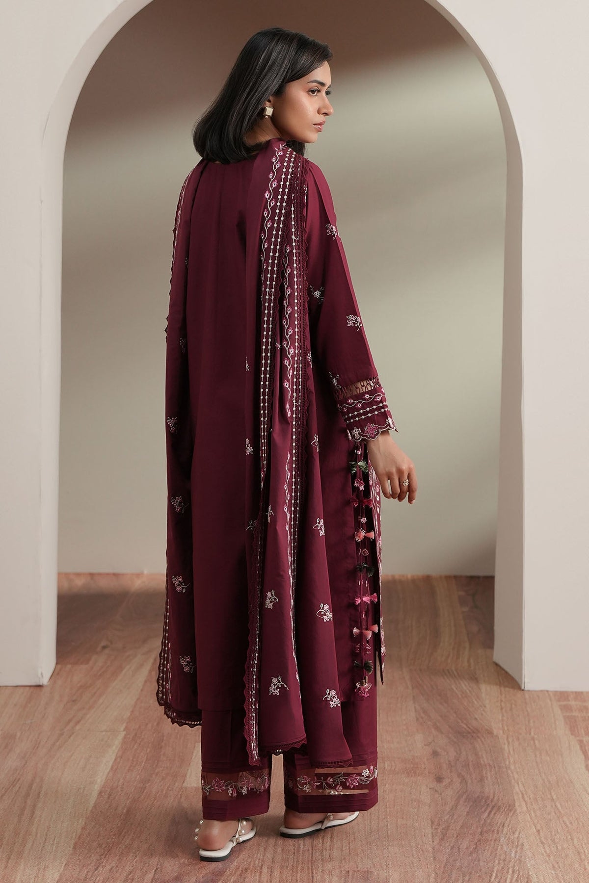 Cross Stitch | Mahiri Embroidered Collection 26 |CRIMSON - Luxury Dress - available at Maria Faisal in UK and USA.