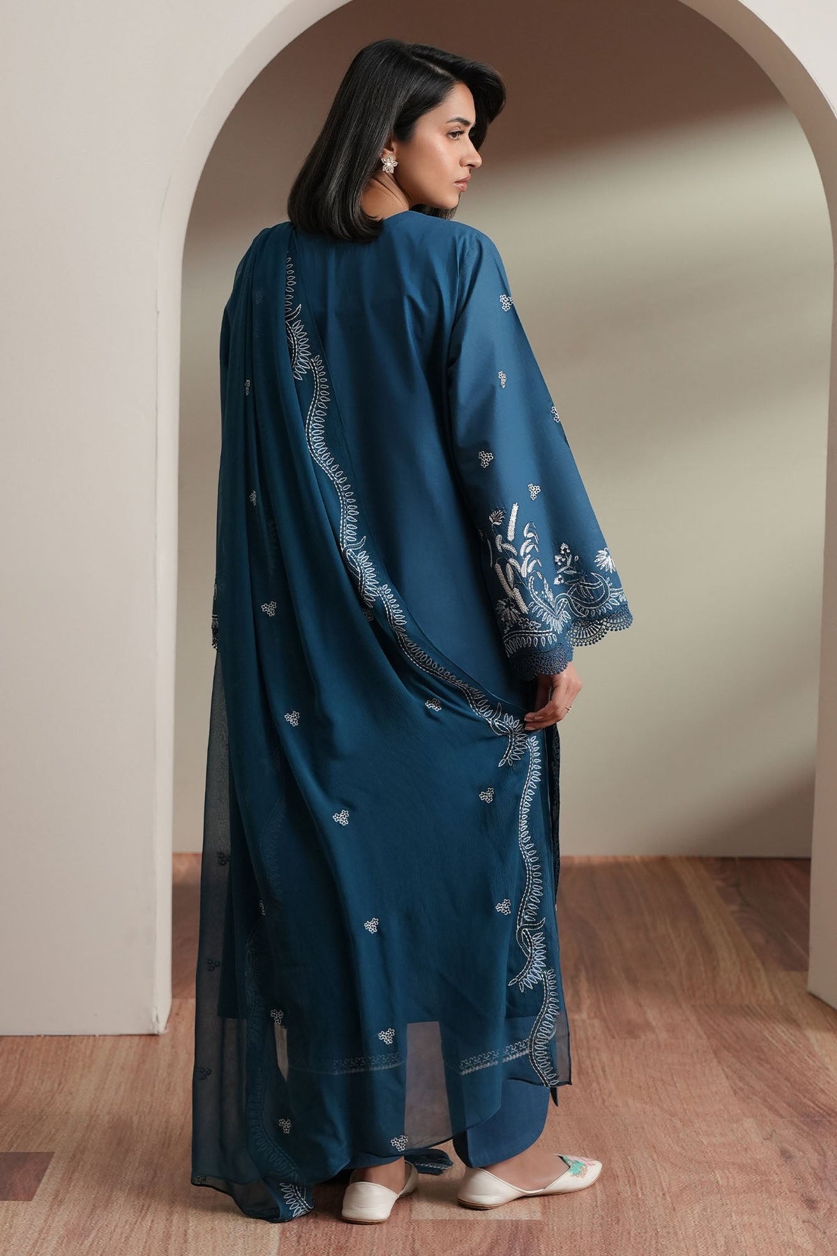 Cross Stitch | Mahiri Embroidered Collection 26 |SAPPHIRE GARDEN - Luxury Dress - available at Maria Faisal in UK and USA.