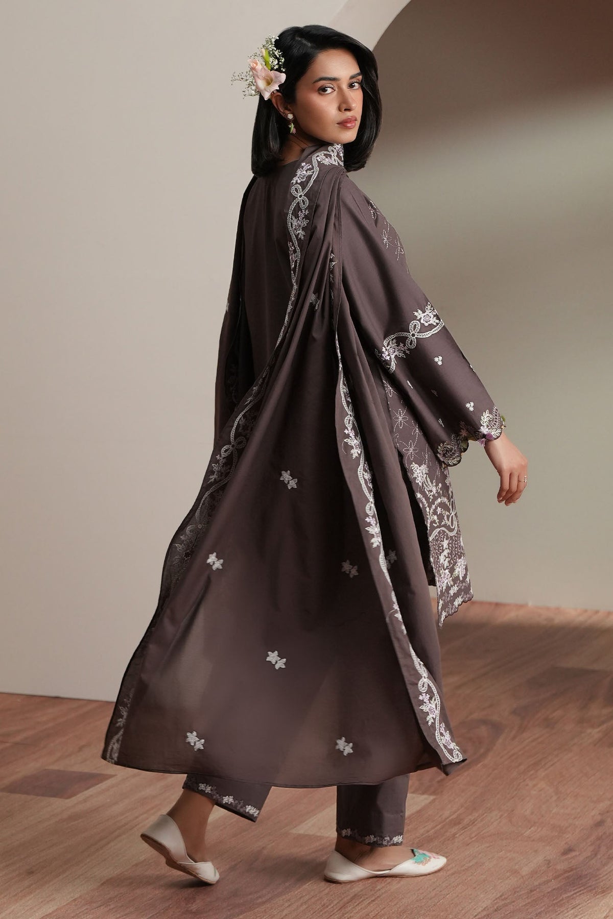 Cross Stitch | Mahiri Embroidered Collection 26 |COCOA WHISPER - Luxury Dress - available at Maria Faisal in UK and USA.
