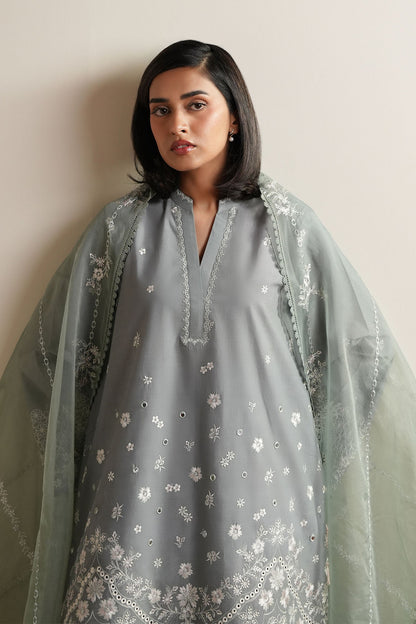 Cross Stitch | Mahiri Embroidered Collection 26 |AQUA REVERIE - Luxury Dress - available at Maria Faisal in UK and USA.