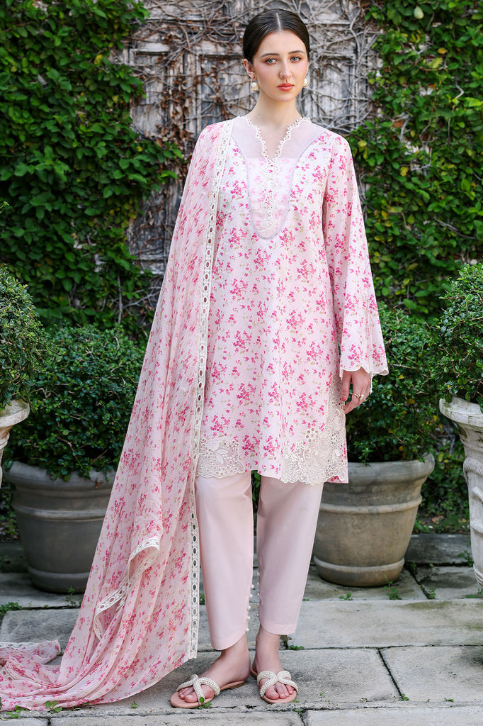 Cross Stitch | Eid Lawn Edit 26 | PEACH SPRINKLE - Luxury Dress - available at Maria Faisal in UK and USA.