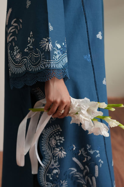 Cross Stitch | Mahiri Embroidered Collection 26 |SAPPHIRE GARDEN - Luxury Dress - available at Maria Faisal in UK and USA.