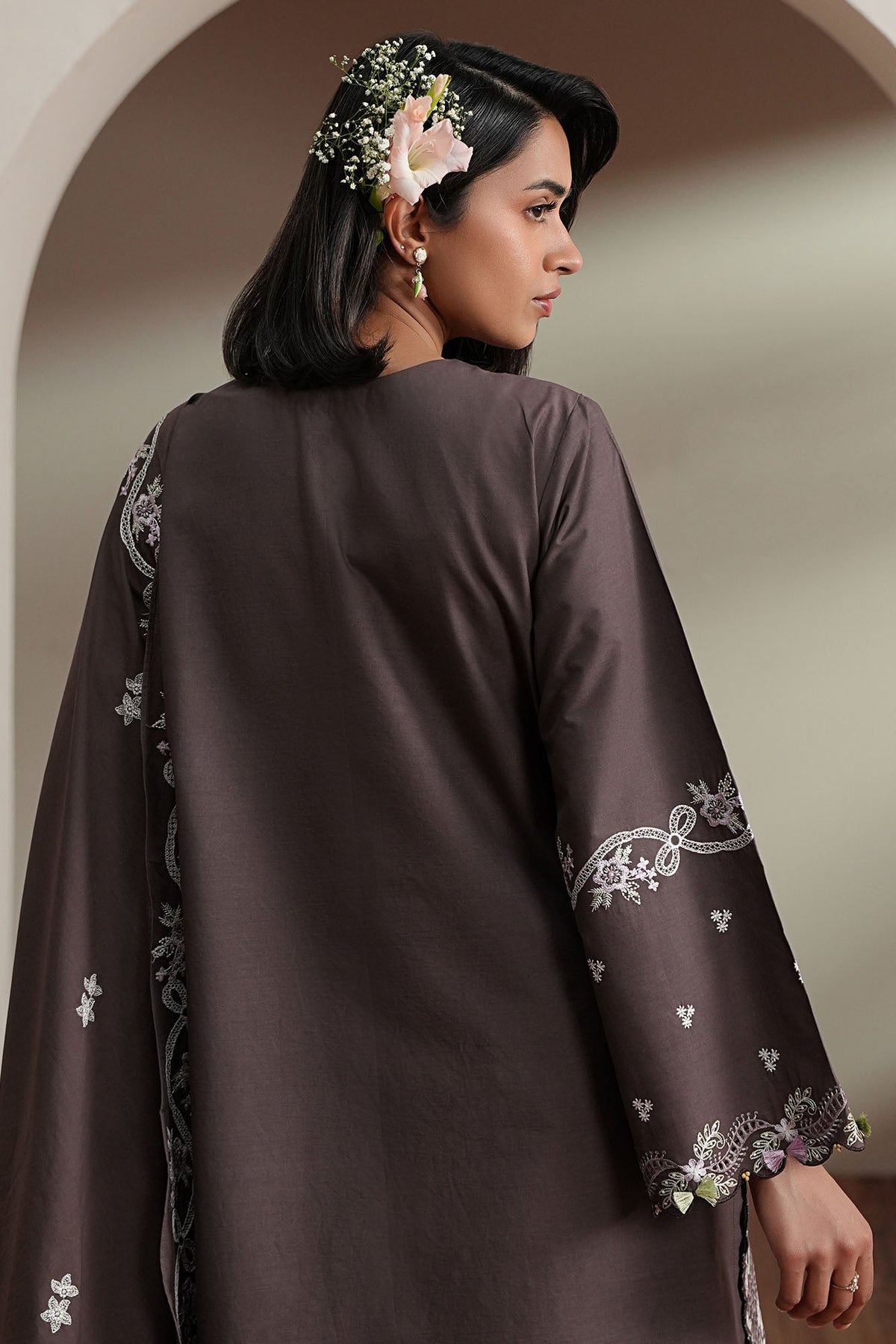 Cross Stitch | Mahiri Embroidered Collection 26 |COCOA WHISPER - Luxury Dress - available at Maria Faisal in UK and USA.