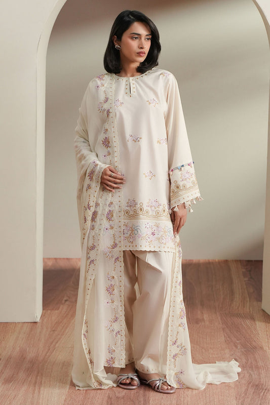 Cross Stitch | Mahiri Embroidered Collection 26 | VORY MOSIAC - Luxury Dress - available at Maria Faisal in UK and USA.