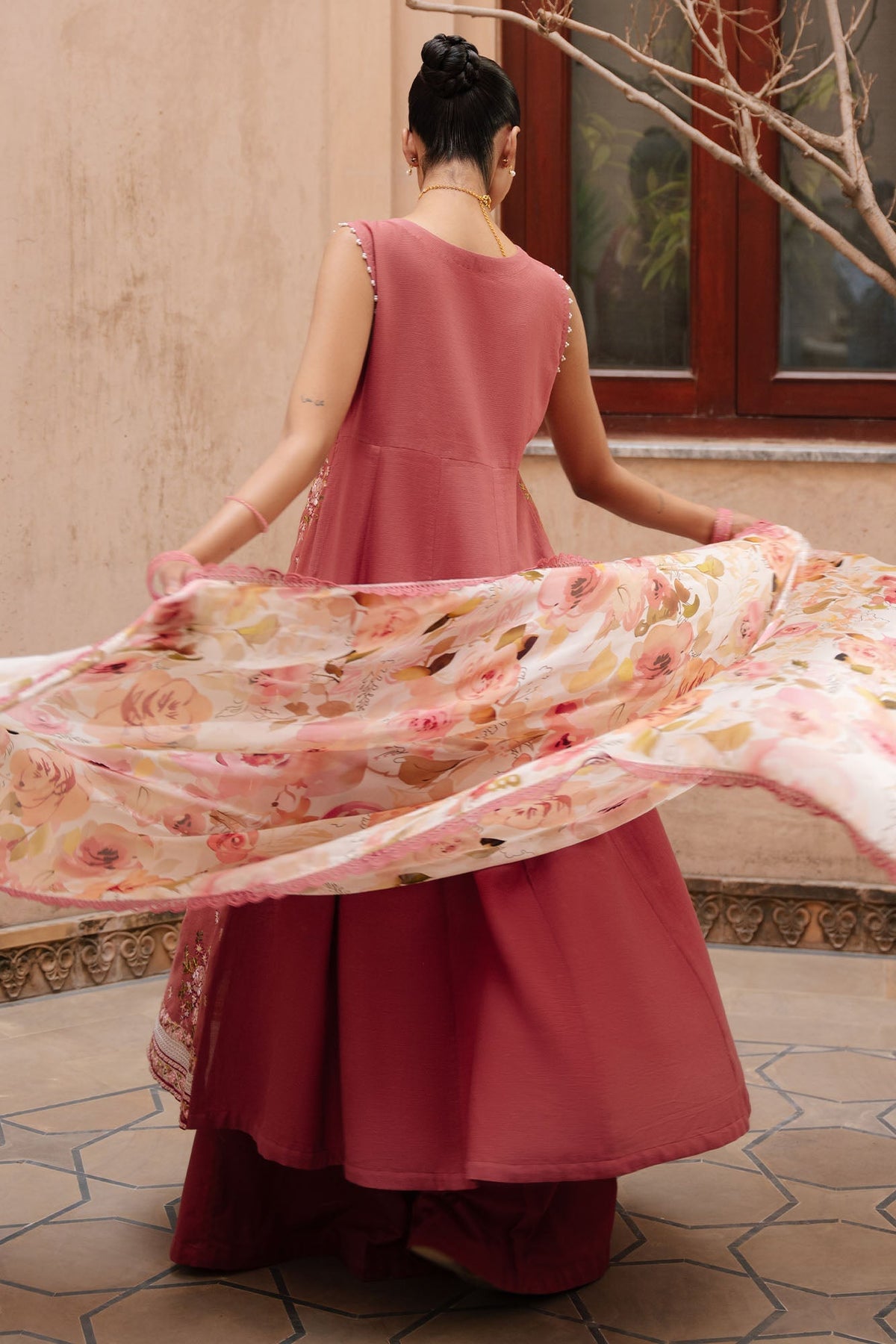 Cross Stitch | Mahiri Embroidered Collection 26 |ROSEATE WHISPER - Luxury Dress - available at Maria Faisal in UK and USA.