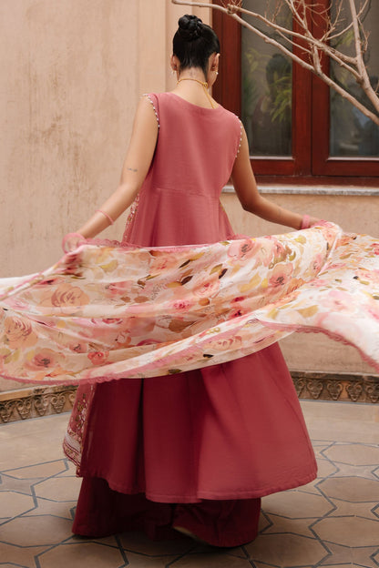 Cross Stitch | Mahiri Embroidered Collection 26 |ROSEATE WHISPER - Luxury Dress - available at Maria Faisal in UK and USA.
