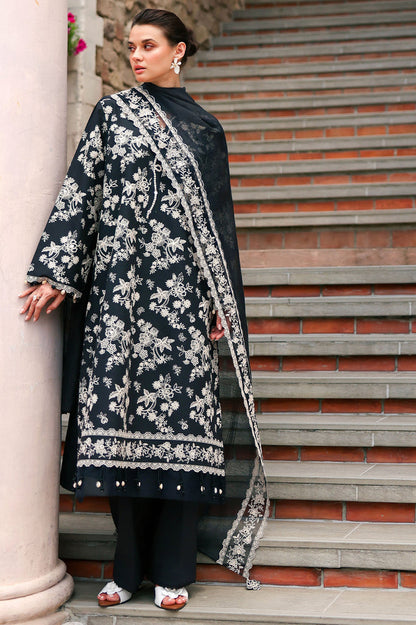 Cross Stitch | Eid Lawn Edit 26 |  OBSIDIAN BLOOM - Luxury Dress - available at Maria Faisal in UK and USA.