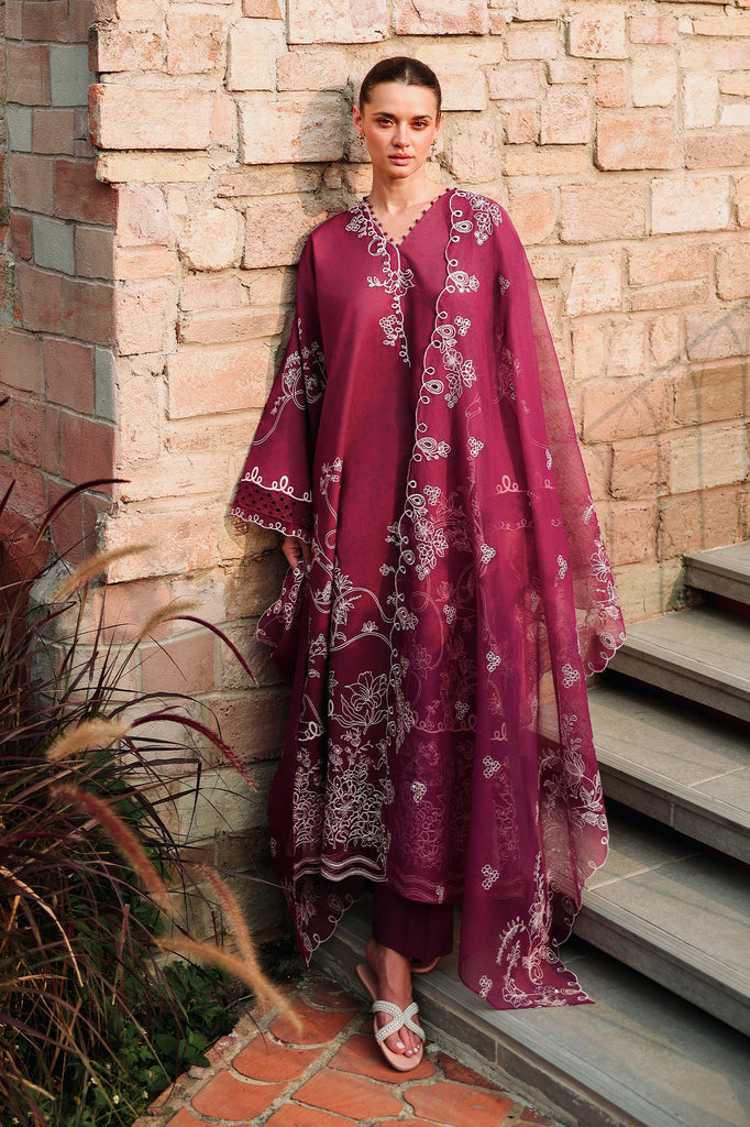 Cross Stitch | Eid Lawn Edit 26 | PLUM ESSENCE - Luxury Dress - available at Maria Faisal in UK and USA.