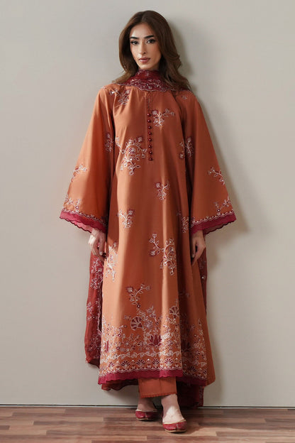 Cross Stitch | Mahiri Embroidered Collection 26 |SCARLET EMBER - Luxury Dress - available at Maria Faisal in UK and USA.