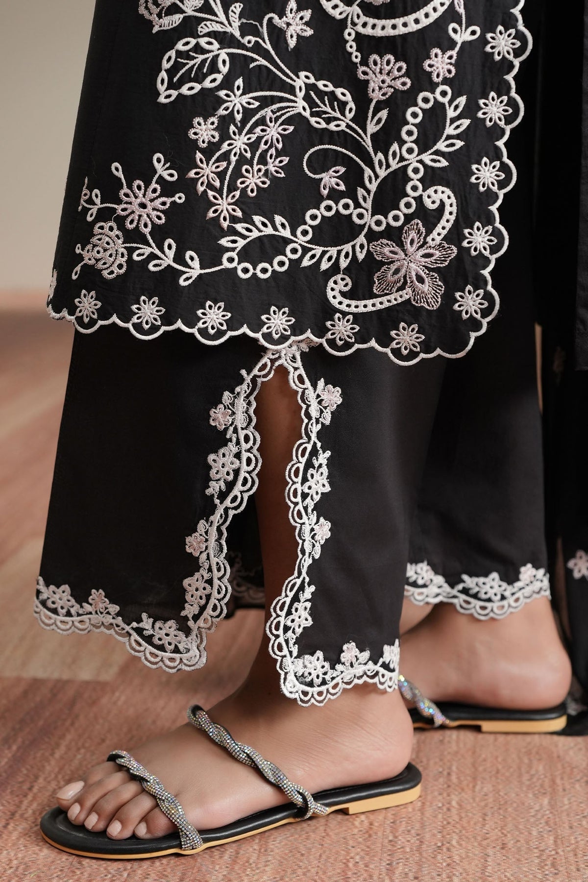 Cross Stitch | Mahiri Embroidered Collection 26 | NOIR CANVAS - Luxury Dress - available at Maria Faisal in UK and USA.