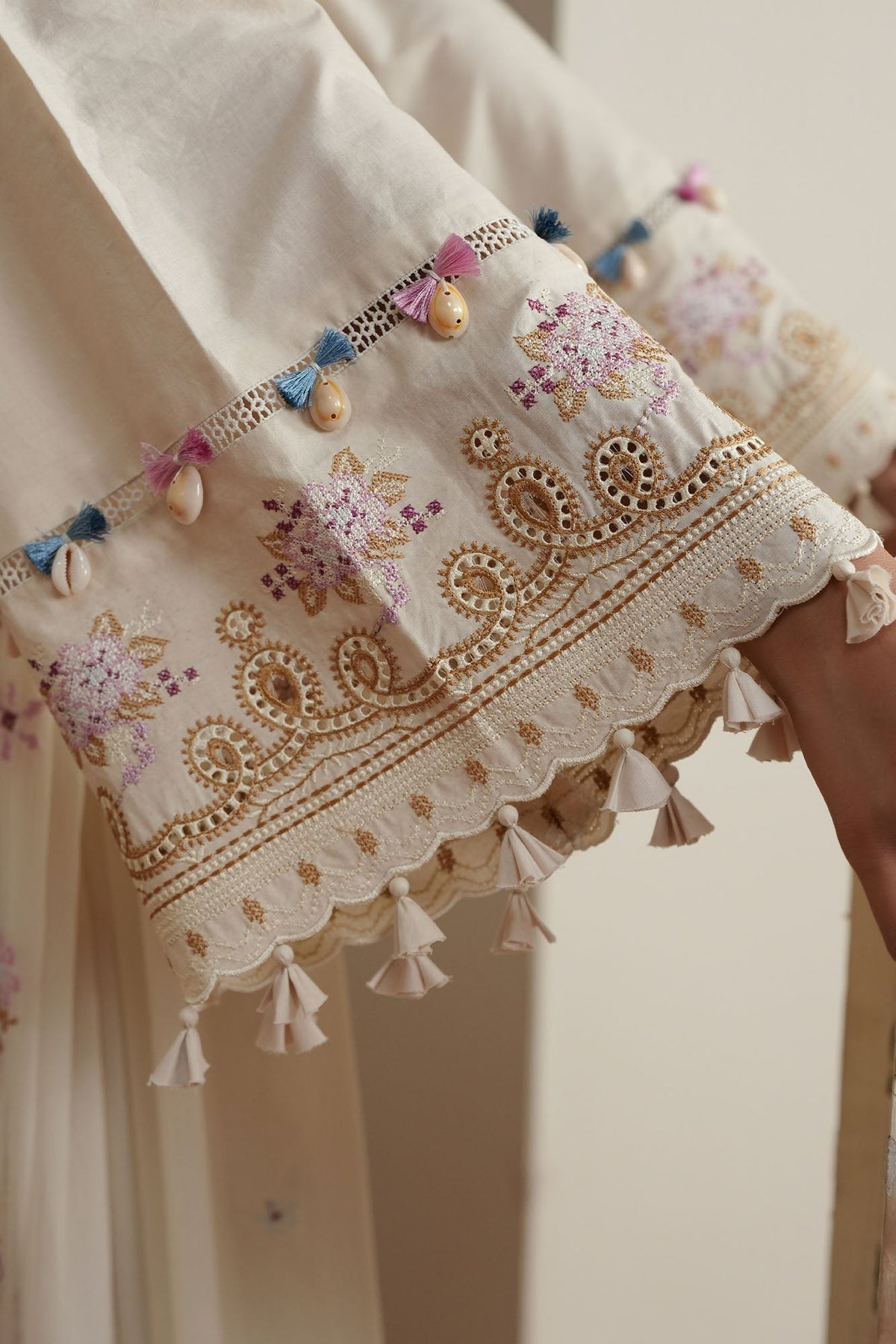 Cross Stitch | Mahiri Embroidered Collection 26 | VORY MOSIAC - Luxury Dress - available at Maria Faisal in UK and USA.