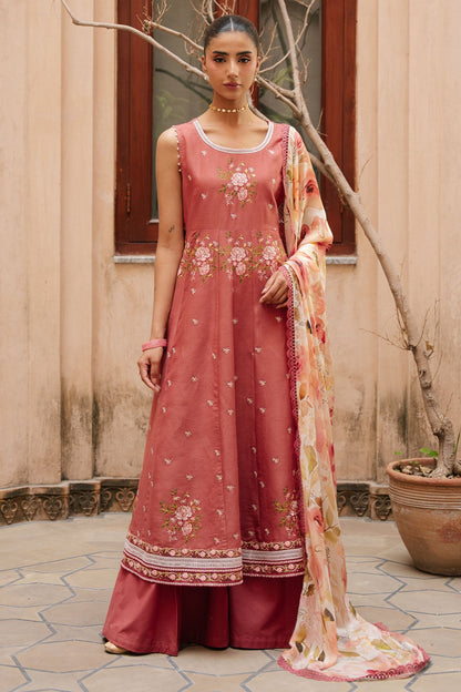 Cross Stitch | Mahiri Embroidered Collection 26 |ROSEATE WHISPER - Luxury Dress - available at Maria Faisal in UK and USA.
