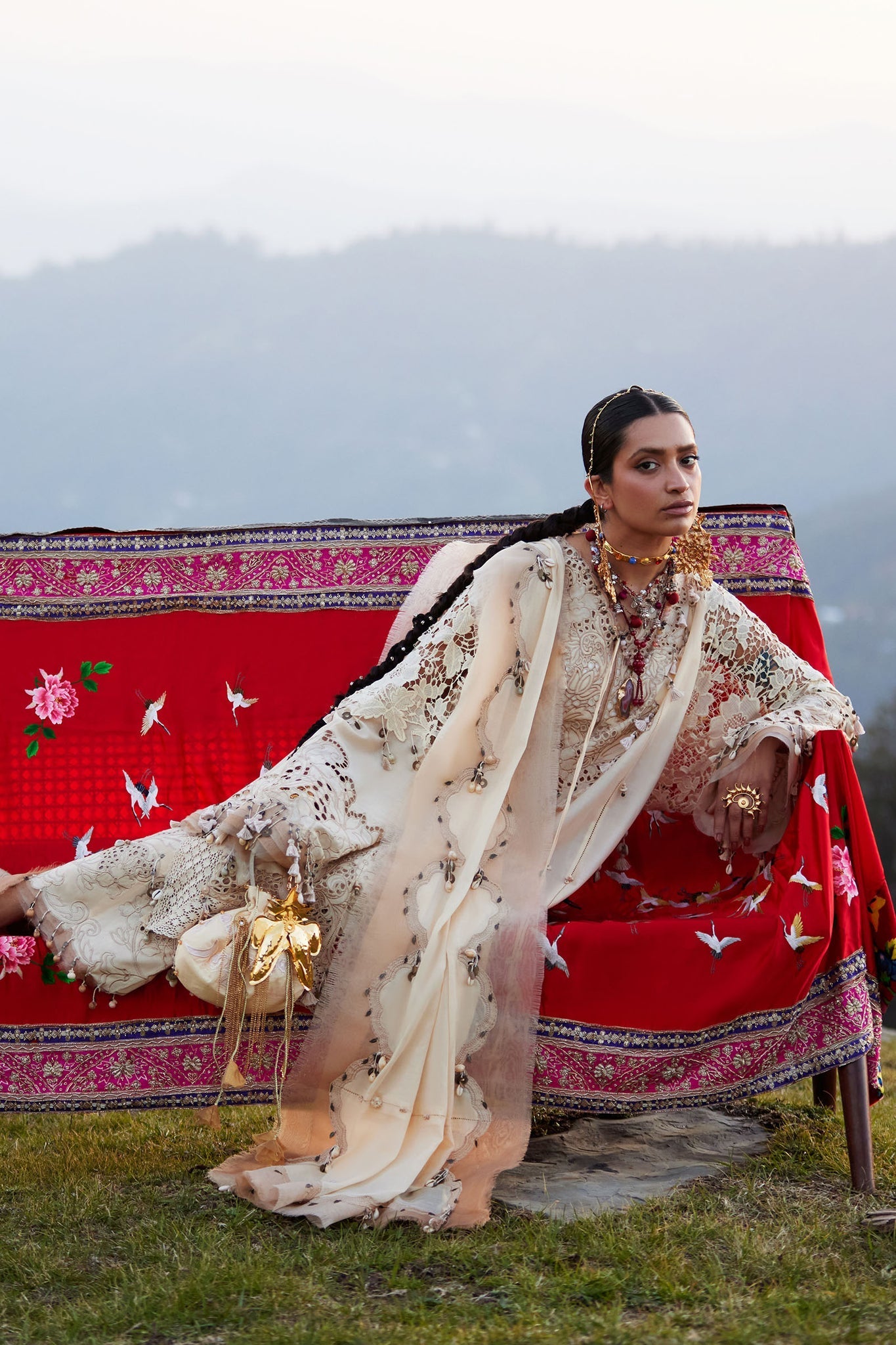 Elan | Kashmee Legacy Lawn 26 | BRUMINE (EL26-02 B) - Luxury Dress - available at Maria Faisal in UK and USA.