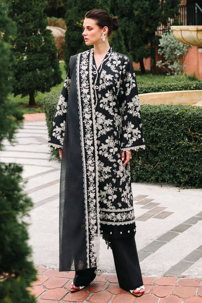 Cross Stitch | Eid Lawn Edit 26 |  OBSIDIAN BLOOM - Luxury Dress - available at Maria Faisal in UK and USA.