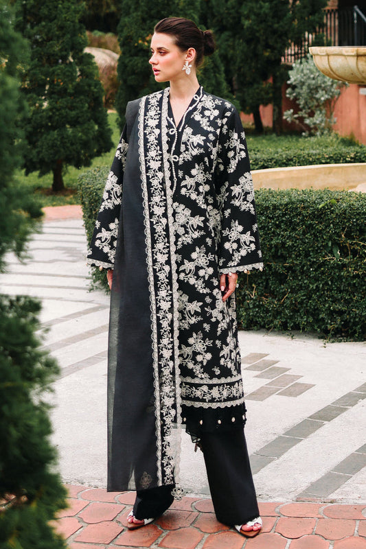 Cross Stitch | Eid Lawn Edit 26 |  OBSIDIAN BLOOM - Luxury Dress - available at Maria Faisal in UK and USA.