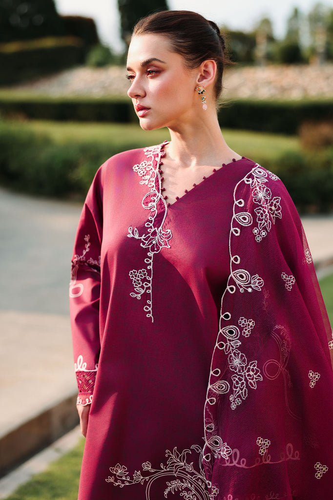 Cross Stitch | Eid Lawn Edit 26 | PLUM ESSENCE - Luxury Dress - available at Maria Faisal in UK and USA.