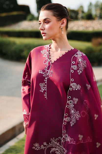 Cross Stitch | Eid Lawn Edit 26 | PLUM ESSENCE - Luxury Dress - available at Maria Faisal in UK and USA.