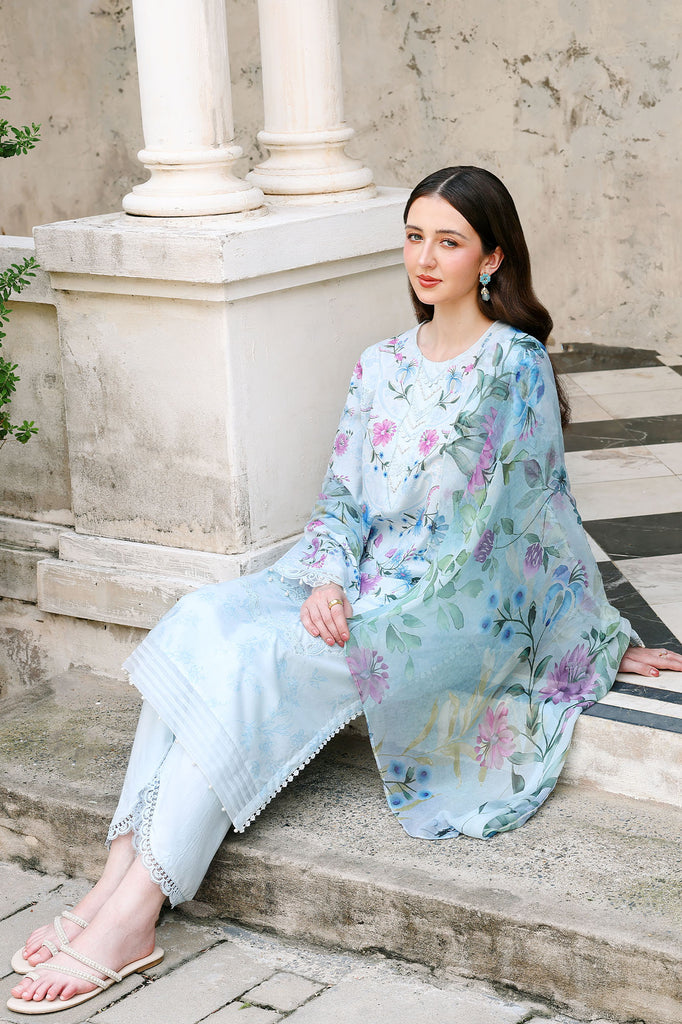 Cross Stitch | Eid Lawn Edit 26 | AQUA GLINT - Luxury Dress - available at Maria Faisal in UK and USA.