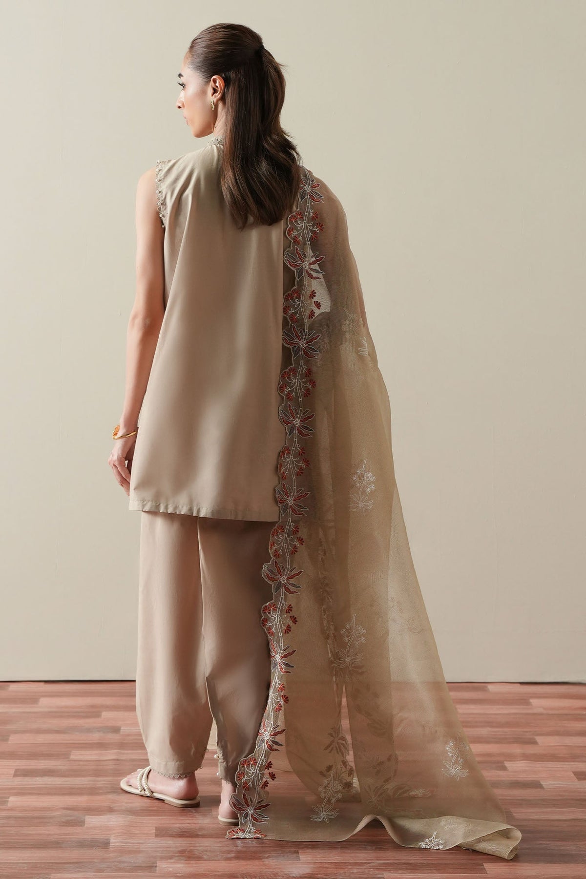 Cross Stitch | Mahiri Embroidered Collection 26 |DUSTY SAGE - Luxury Dress - available at Maria Faisal in UK and USA.