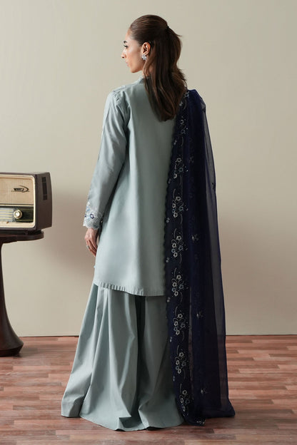 Cross Stitch | Mahiri Embroidered Collection 26 |AQUA SMOKE - Luxury Dress - available at Maria Faisal in UK and USA.